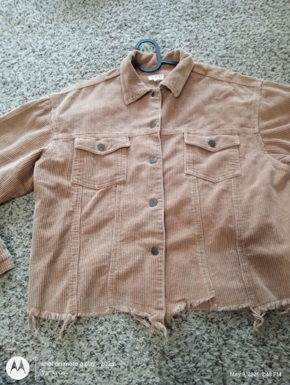 POL Frayed Hem Corduroy Trucker Jacket Teddy Bear Brown Size Large - Picture 4 of 8